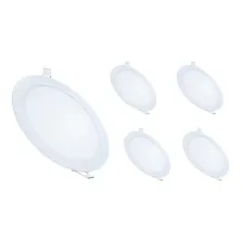 Kit 5 Painel Plafon Led 18w Embutir Redondo Luminaria Foto mini 1
