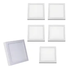 Kit 5 Painel Plafon Led 18w Quadrado Sobrepor Branco Frio Foto mini  3