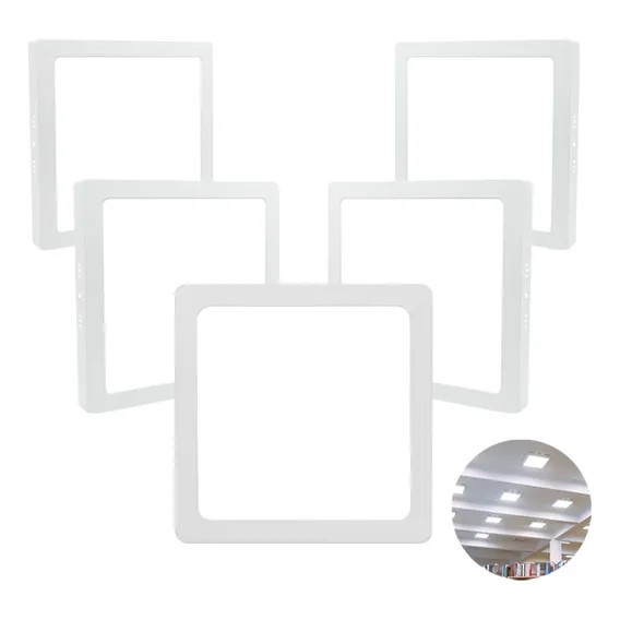 Kit 5 Painel Plafon Led 25w Sobrepor 6000k Quadrado Frio Estrutura Branco-frio 127/220V Foto 1