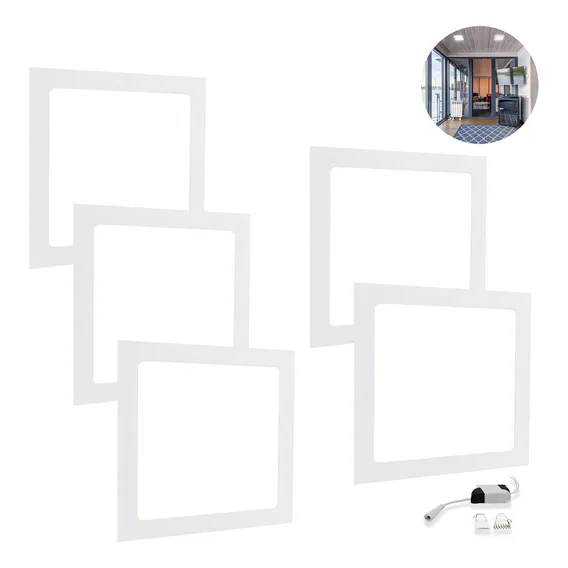 Kit 5 Painel Plafon Led Embutir 25w Quadrado Slim Frio Cor Branco Frio 110v/220v Foto 1