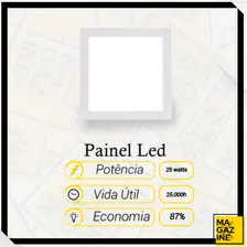 Kit 5 Painel Plafon Led Quadrado Embutir Ultra Slim 25w Cor Branco-frio 127/220V Foto mini 4