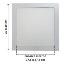 Kit 5 Painel Plafon Luminária Led 24w Frio Embutir Quadrado Foto mini 3