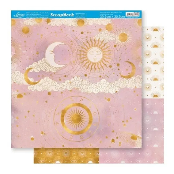 Kit 5 Papel Scrapbook Dupla Face Sol E Lua Sd-1197 Litoarte Cor Decorado Foto 1
