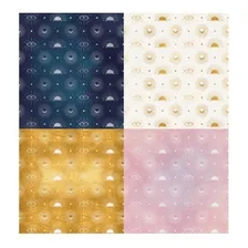 Kit 5 Papel Scrapbook Dupla Face Sol E Lua Sd-1197 Litoarte Cor Decorado Foto mini 3
