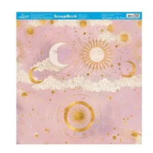 Kit 5 Papel Scrapbook Dupla Face Sol E Lua Sd-1197 Litoarte Cor Decorado Foto mini 2