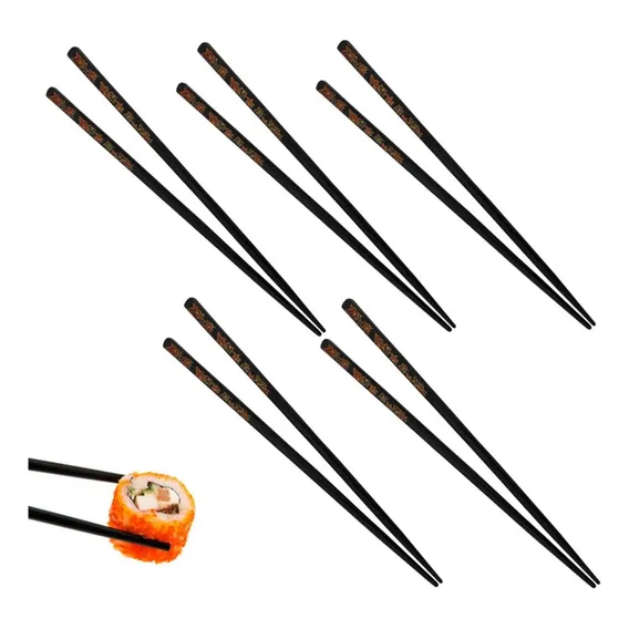 Kit 5 Pares Hashi Para Comida Japonesa Em Poliestireno 22cm Foto 1