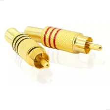 Kit 5 Pares Plug Conector Rca Dourado Macho Metalico Preto Vermelho Foto mini  3