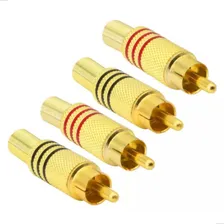 Kit 5 Pares Plug Conector Rca Dourado Macho Metalico Preto Vermelho Foto mini  2