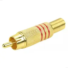 Kit 5 Pares Plug Conector Rca Dourado Macho Metalico Preto Vermelho Foto mini 4