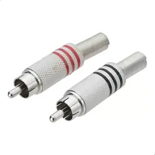 Kit 5 Pares Plug Conector Rca Macho Blindado Metal 10 Peças Cor Prateado Foto mini 4