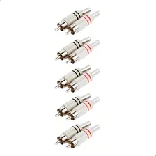 Kit 5 Pares Plug Conector Rca Macho Blindado Metal 10 Peças Cor Prateado Foto  mini 1