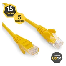 Kit 5 Patch Cord Cat5e Amarelo 1,50 Metros Foto  mini 1
