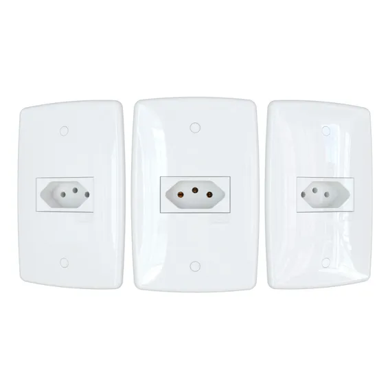 Kit 5 P莽s 10a C/placa 4x2 Branca M贸dulo Branco Blux Finesse Foto 1