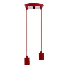 Kit 5 Pendentes Duplo Plástico Teto Soquete E27 Simples Estrutura Vermelho Foto mini  2