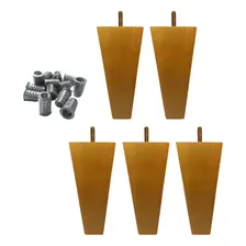 Kit 5 Pés Trapézio 10cm Madeira Pinus Sofá Puff Rack Estante Foto mini 1