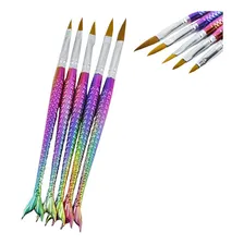 Kit 5 Pincel Acrigel Nailart Decoracao Unhas Gel Fibra Foto  mini 1