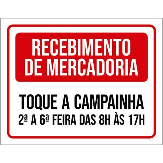 Kit 5 Placas Recebimento Mercadoria Toque Campainha Foto 1