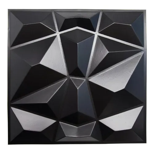 Kit 5 Placas Revestimento Parede Pvc Relevo Diamante Preto Foto 1