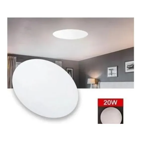 Kit 5 Plafon Led Luminaria 20w Sobrepor Redonda Branco Frio Foto 1
