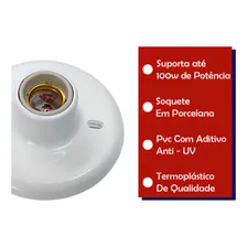 Kit 5 Plafon Luminária Redondo Bocal Porcelana 100w Plafonie Cor Branco 110V/220V Foto mini  3