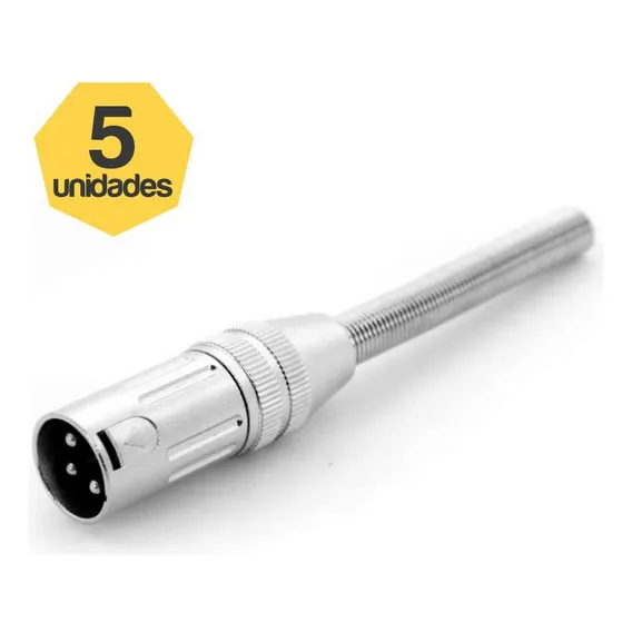 Kit 5 Plug Canon Xlr Macho 3 Pinos Com Molas Foto 1
