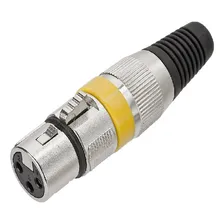 Kit 5 Plugs Xlr Cannon Fêmea Profissional Amarelo Foto mini 1