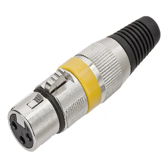 Kit 5 Plugs Xlr Cannon Fêmea Profissional Amarelo Foto 1