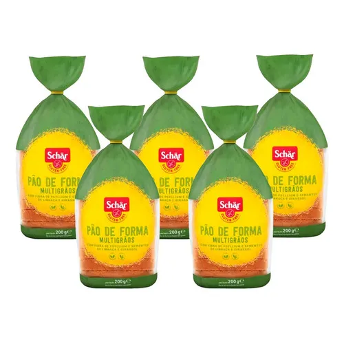 Kit 5 PĂŁo de Forma MultigrĂŁos Schar Sem GlĂșten e Lactose 200g Foto 1