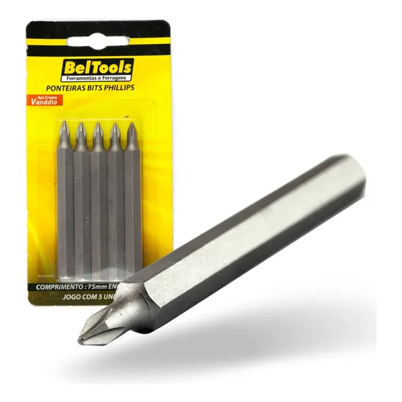 Kit 5 Ponta Bit Phillips Cv 75mm X 5/16 X N3 Beltools Foto 1