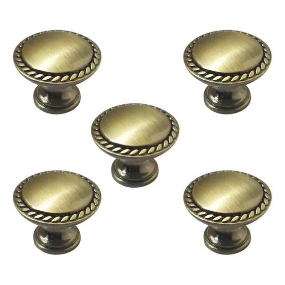 Kit 5 Puxador Para M贸veis Lili Antique Ouro Velho Bot茫o 29mm Foto 1