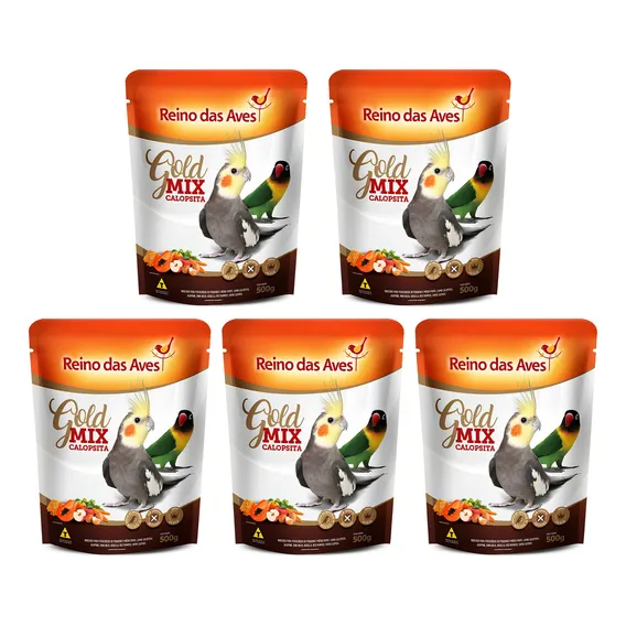 Kit 5 Ração Gold Mix Calopsita Ring Neck Reino Das Aves Foto 1