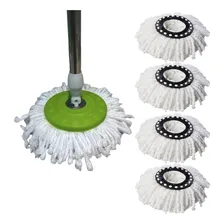 Kit 5 Refil Microfibra Para Vassoura Tipo Mop Giratorio 14cm Foto  mini 1