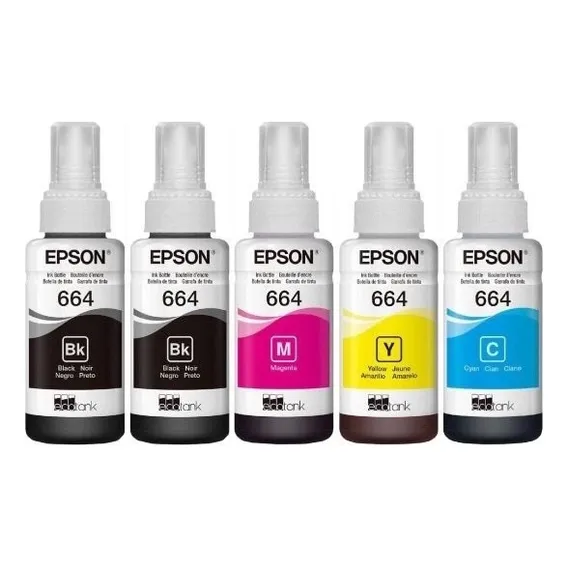 Kit 5 Refil Para Epson T664 L375 L395 L396 L355 L365 Tinta Colors Foto 1