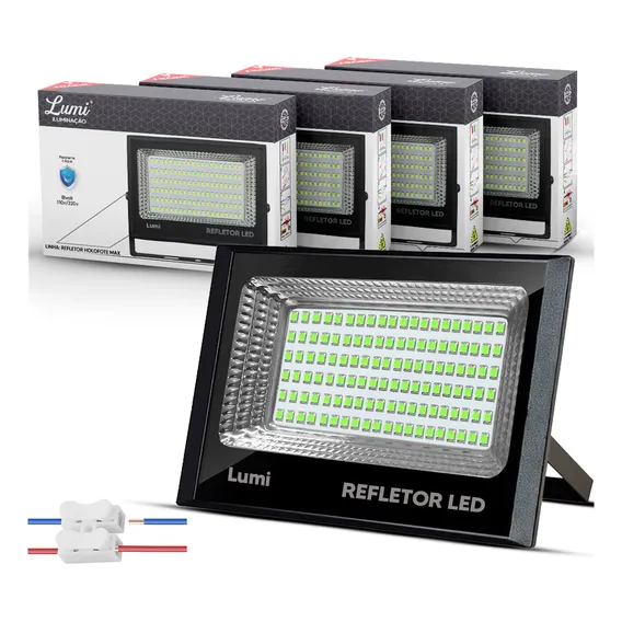 Kit 5 Refletor Led 300w Verde A Prova D'água Luminária Holofote Foto 1