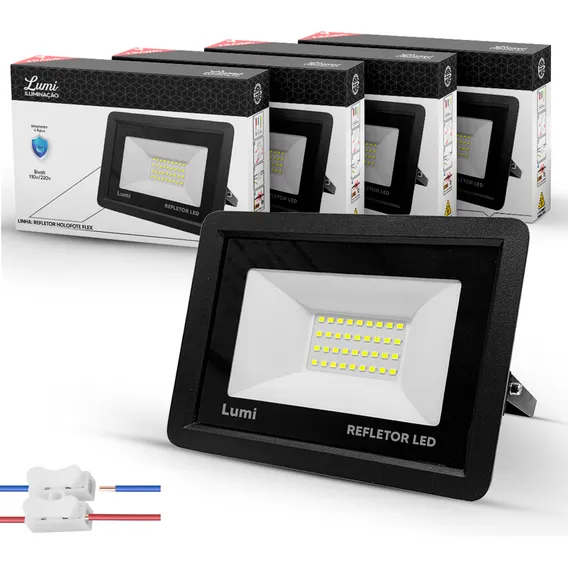 Kit 5 Refletor Led Holofote 100w Smd Mini Ip67 Branco Frio Foto 1