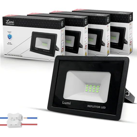 Kit 5 Refletor Led Holofote 30w Smd Mini Ip67 Bivolt Verde Foto 1