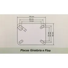 Kit 5 Rodizio Girat. Roda 3pol. Pvc Placa Base 60kg Por Roda Foto mini  2