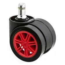 Kit 5 Rodizios De Silicone Rodinha Cadeira Gamer Vermelho Foto mini  3