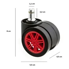 Kit 5 Rodizios De Silicone Rodinha Cadeira Gamer Vermelho Foto mini 4
