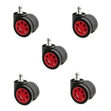 Kit 5 Rodizios De Silicone Rodinha Cadeira Gamer Vermelho Foto mini  2
