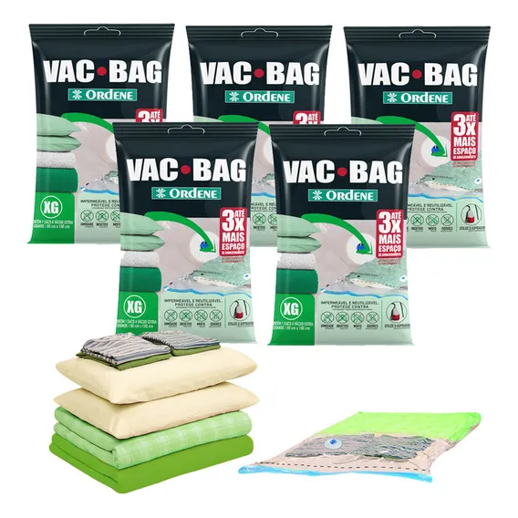 Kit 5 Saco Ă VĂĄcuo Vac Bag Edredom Closet Roupa 100x80cm Foto 1