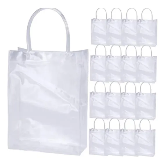 Kit 5 Sacolas Bolsa Sacolão Pvc Cristal Transparente Praia Foto 1
