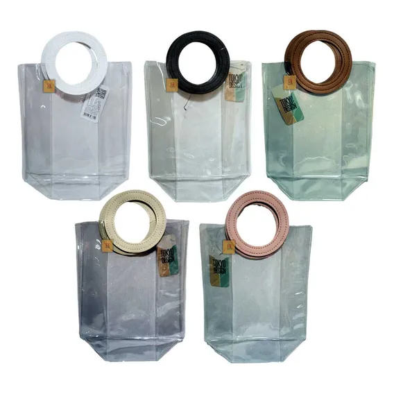 Kit 5 Sacolas Transparente Com Alça Bolsa Presente Lembrança Foto 1