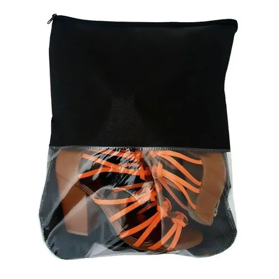 Kit 5 Sacos Tnt 80 Sapato Com Zíper E Visor 17cm Cor Preto Foto 1