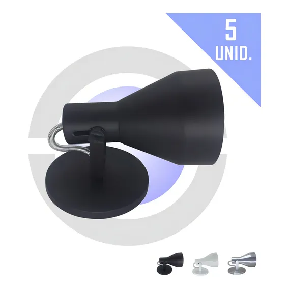 Kit 5 Spot De Sobrepor Iluminação Moderna Par30 Pt/bco/esc Cor Preto 110V/220V Foto 1