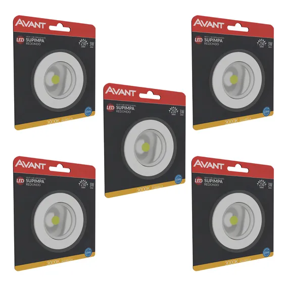 Kit 5 Spot Led Redondo Embutir 3w Avant Sanca Forro Foto 1