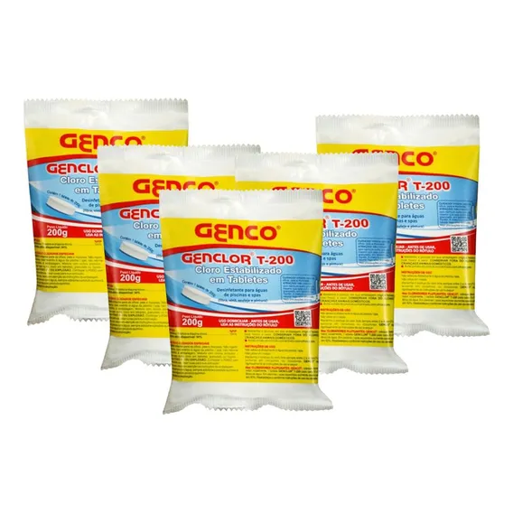 Kit 5 Tabletes De Cloro Estabilizado 200g Clorador Piscina Foto 1