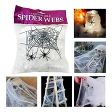 Kit 5 Teias Brancas C/ 10 Aranhas P/ Halloween Foto mini  3