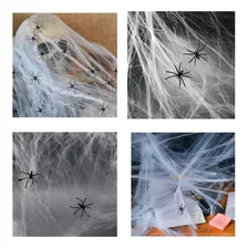 Kit 5 Teias Brancas C/ 10 Aranhas P/ Halloween Foto mini  2