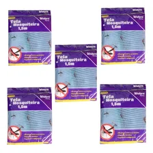 Kit 5 Telas Mosquiteira Para Janela 1,3m X 1,5m Com Adesivo Cor Branco Foto mini 1